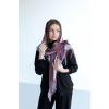 Велика бузкова кашемірова хустка косинка в клітину CASHMERE